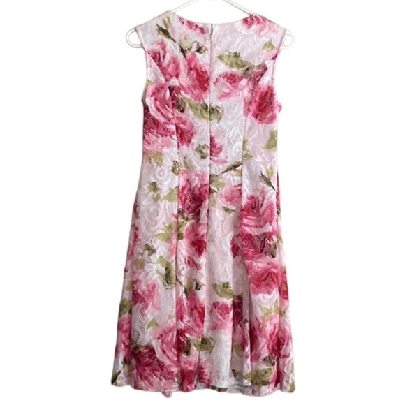 Sandra Darren Tea Party Floral Pink Lace Lined Cap Sleeve Zipper Mini Dress 6 - Picture 2 of 6